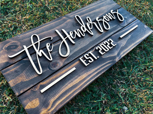 Custom Family Name 3D Wood Sign