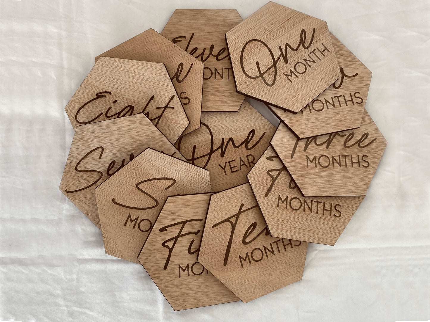Hexagon Wooded Milestone Baby Signs