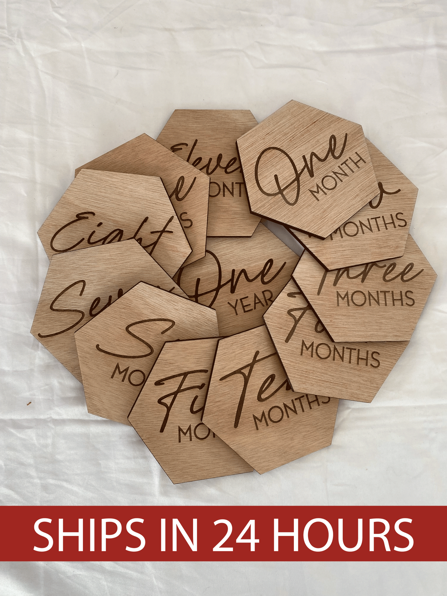 Hexagon Wooded Milestone Baby Signs