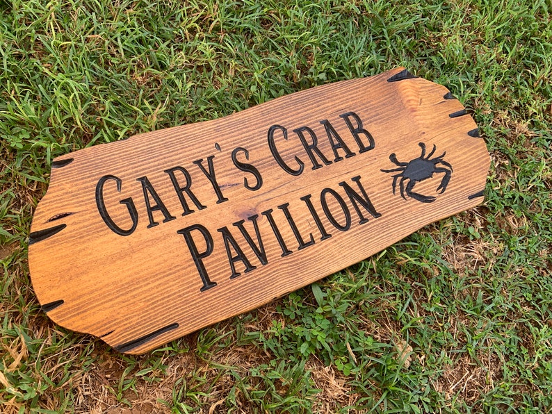 Garry's Crab Pavilion Wooden Sign