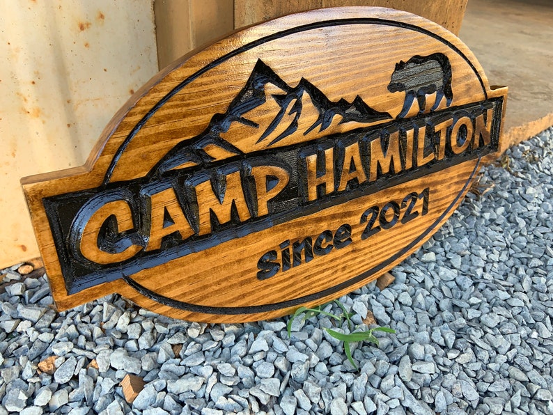 Round Outdoor Rustic Wood Sign Carved