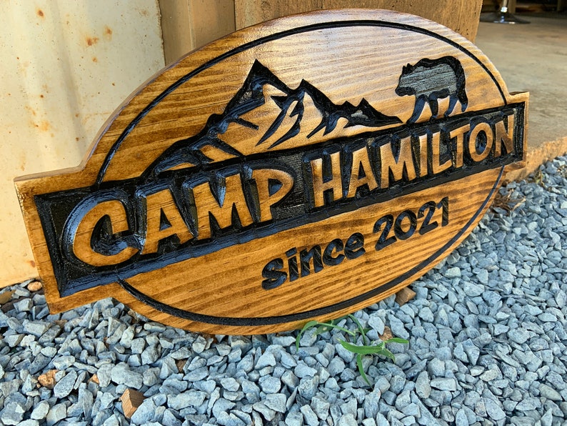 Round Outdoor Rustic Wood Sign Carved