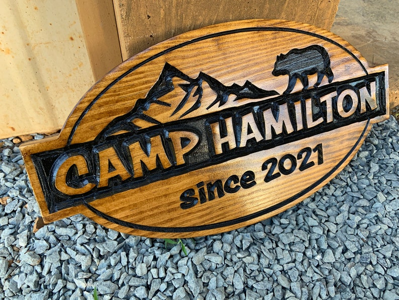 Round Outdoor Rustic Wood Sign Carved