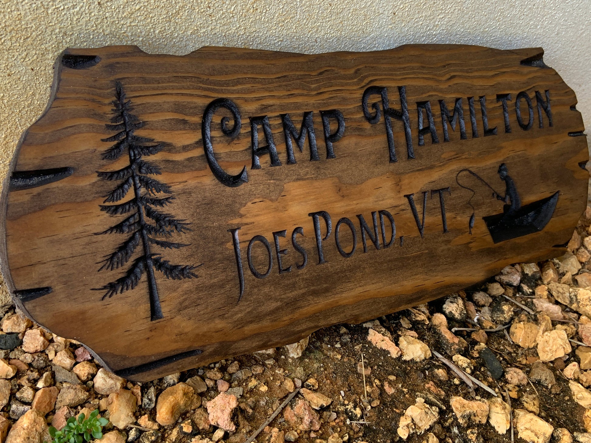 Outdoor Carved Cabin and Camp Sign
