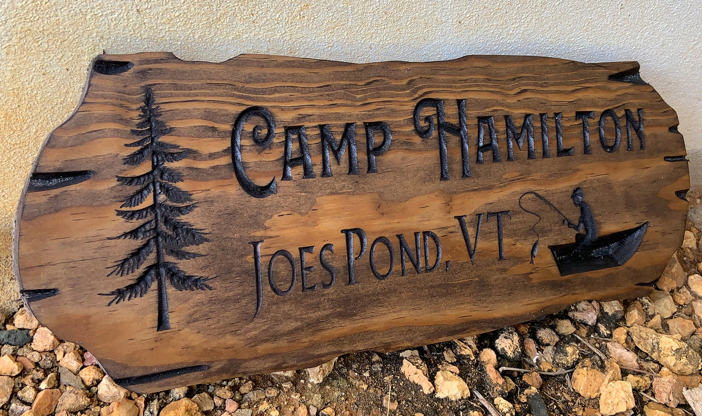 Outdoor Carved Sign for Cabins and Camps