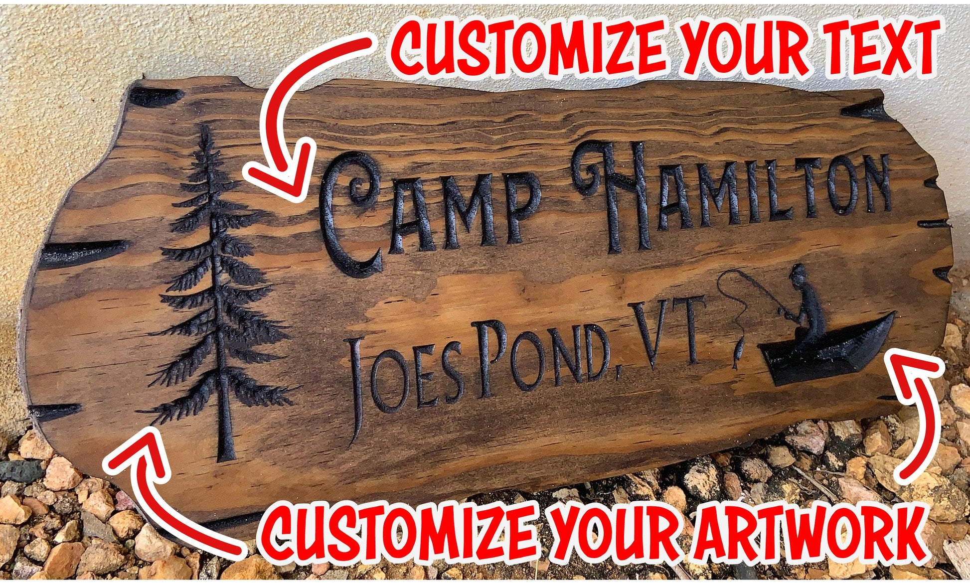 Camp Hamilton Joes Pond, VT Wood Sign