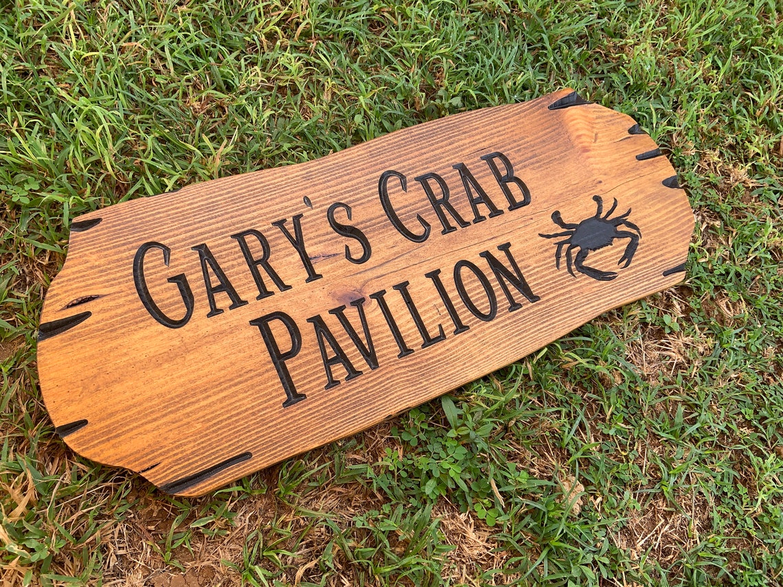 Garry's Crab Pavilion Wood Sign