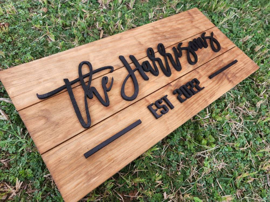Personalized Custom Family Name 3D Wood Sign