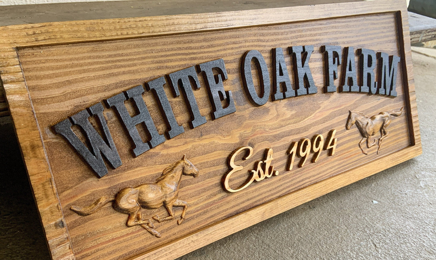 Ranch Farm 3D Wood Sign for Stables